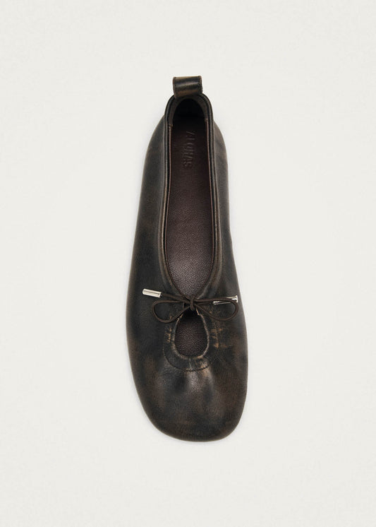 Rosalind Brushed Brown Leather Ballet Flats-image